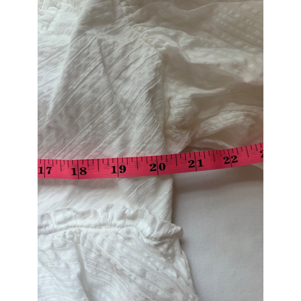 Free People White Peasant Puff Sleeve Smocked Hem Blouse - Picture 7 of 11